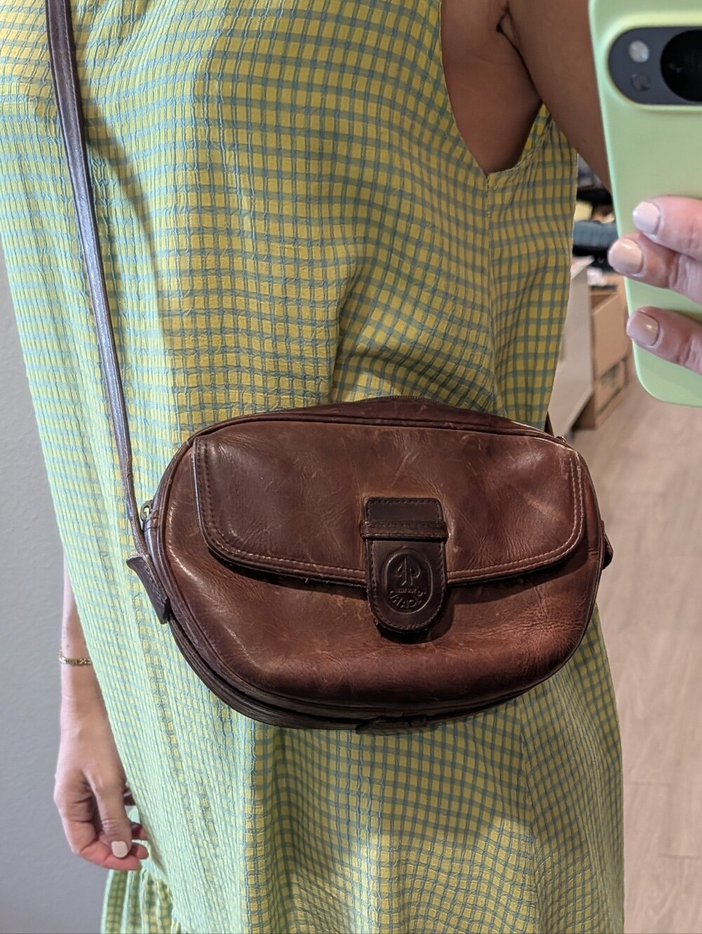 Vintage-Style Brown PICARD Genuine Leather Crossbody Bag
